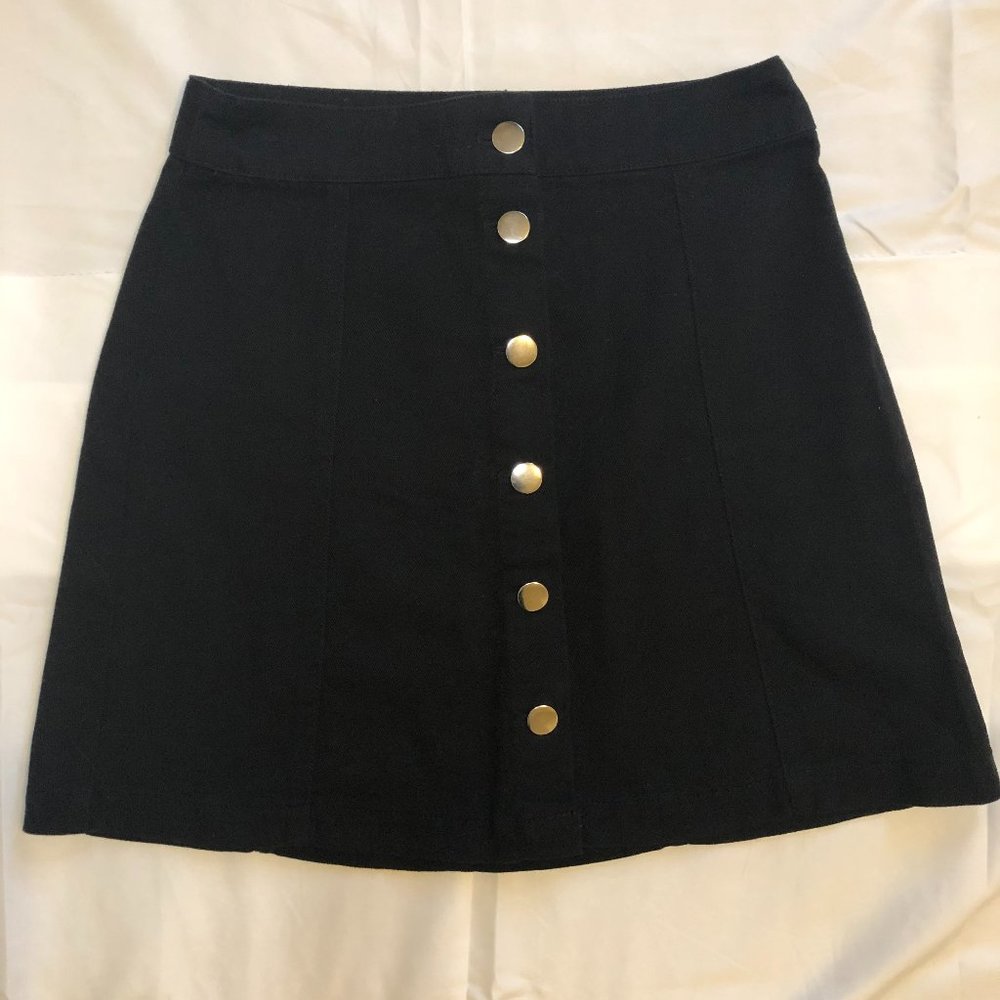 H&M black denim a-line skirt